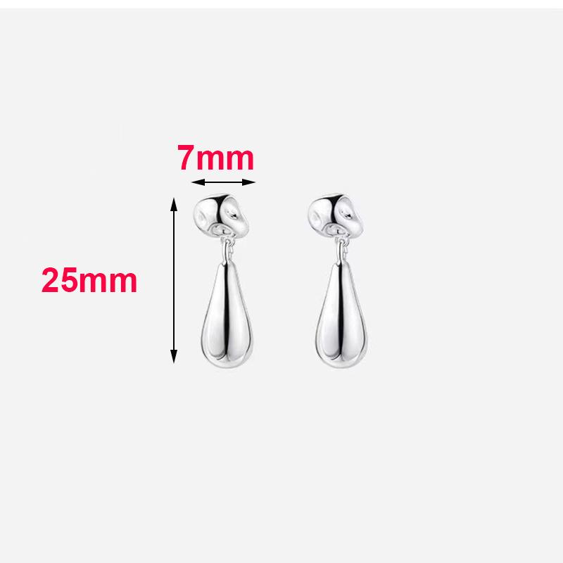 Real 925 Silver Irregular Beans Water Droplet Stud Earrings For Women Classic Fine Jewelry Exquisite Accessories
