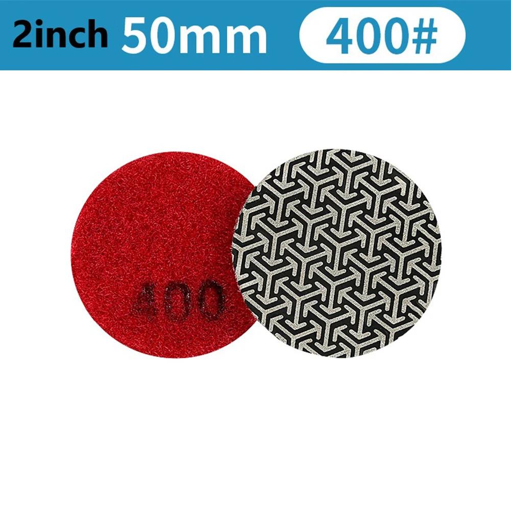 1pcs 50mm 2Inch Electroplated Emery Dry Polishing Pad For Granite Marble Sanding Disc Polishing Cleaning Tool Hand Tools