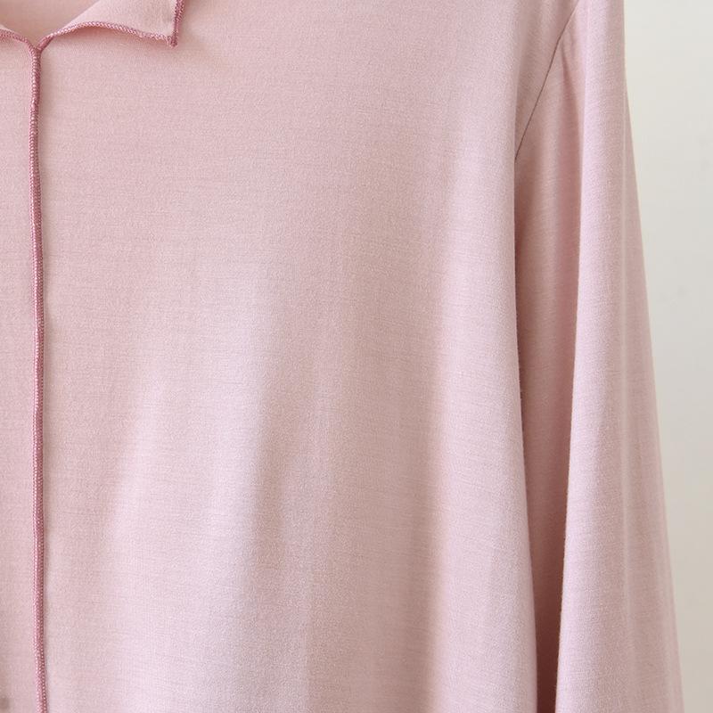 Women's Spring/Autumn Modal Pajama Set: Padded Cup, Long Sleeve, Long Pants, Side Pocket, Loose Fit - Wear Indoors or Out.