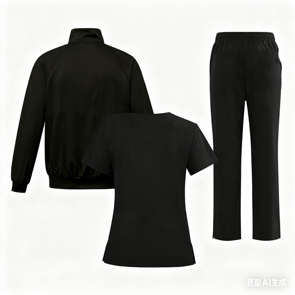 Women's Loose And Comfortable V-neck Short Sleeved Workwear With Multiple Pockets And Beauty Suit Set