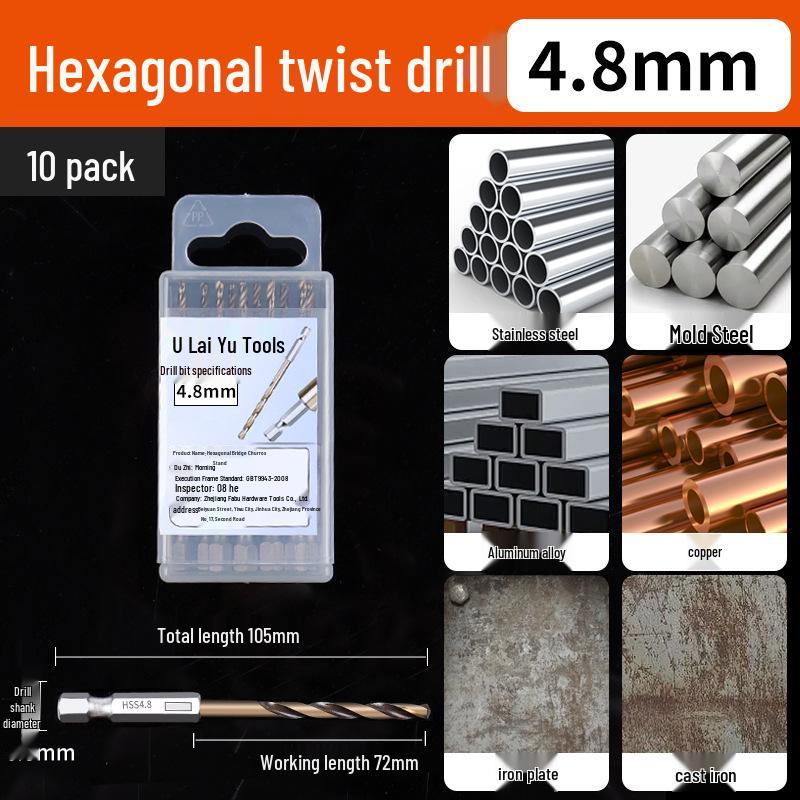 High Hardness Alloy Cobalt Hex Shank Twist Drill Set for Stainless Steel