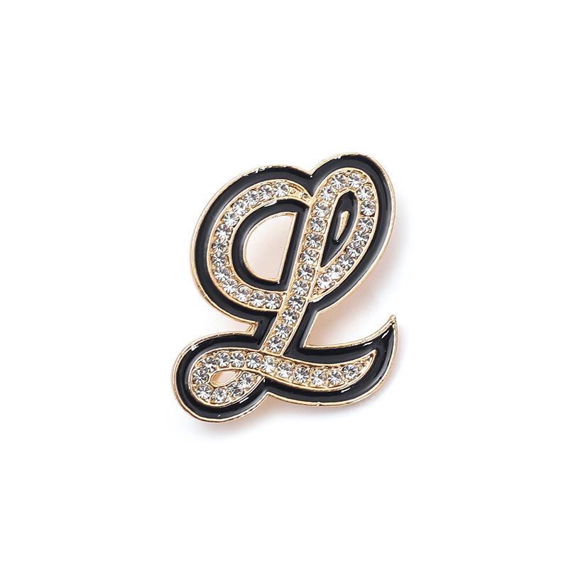 Fashion Women Rhinestone Brooch A-Z English Letter Metal Corsage Pins Crystal Alphabet Jewelry Shirt Clothes Accessories Gift