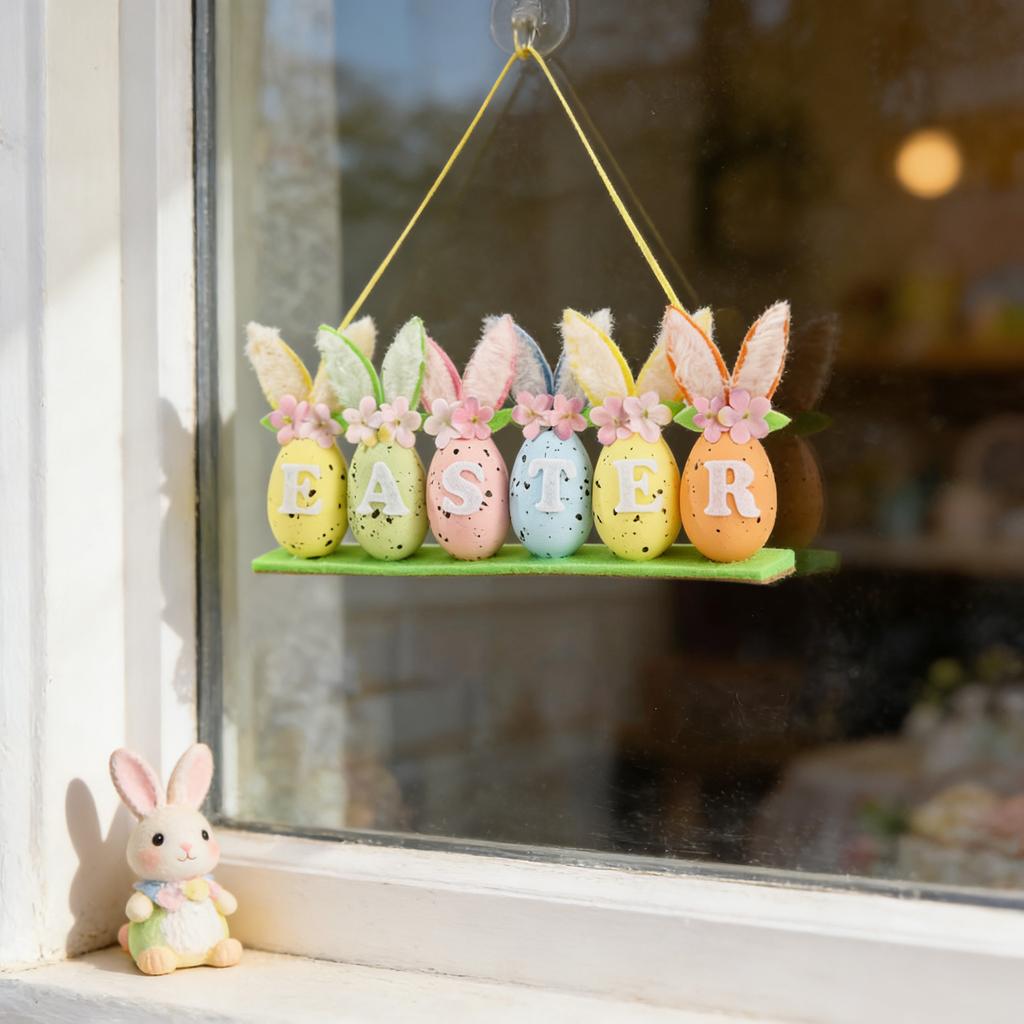 3D Easter Egg Wall Decorations With Plush And Flowers. Suitable For Hanging Decorations Front Doors, Tables.