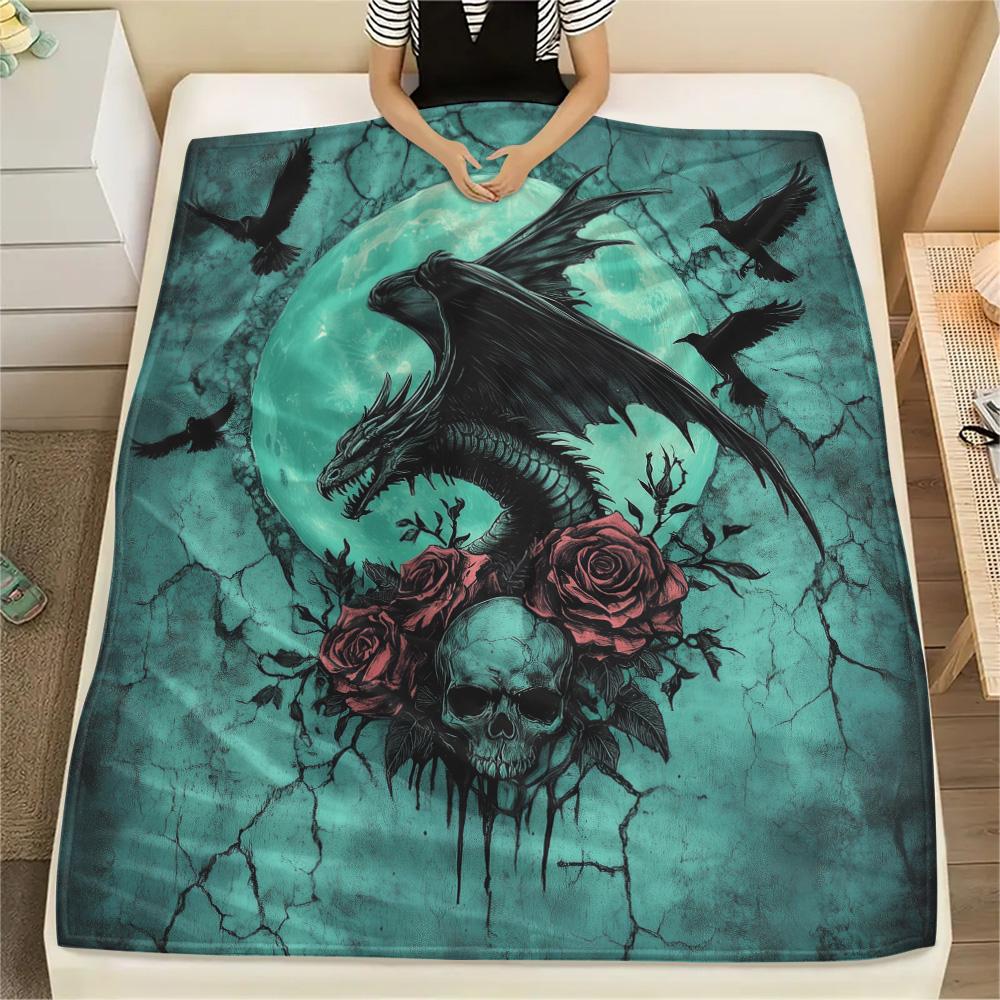 

Dark Dragons Print Flannel Blanket, High quality Comfortable for All Seasons, Home Decor, Warmth and Comfort 80cm x 120cm