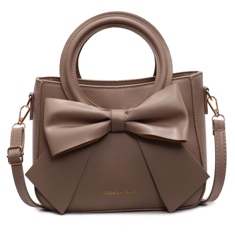 Premium bow portable small square bag women's fashion shoulder bag messenger bag