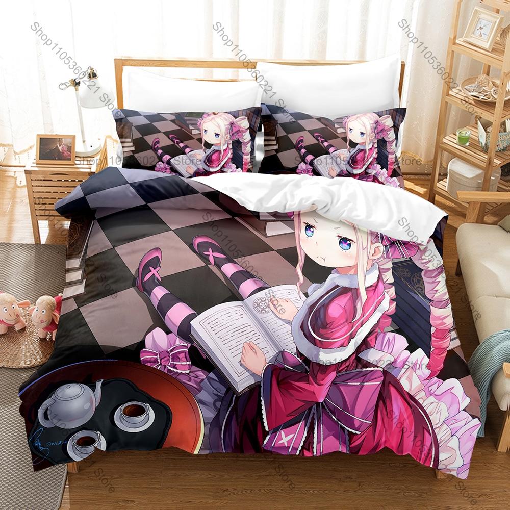 Cute Beatrice Re:ZERO Kpop Bedding Set 3D Printed Duvet Cover Set Single Twin Full Queen King Size Bed Linen For Fans Gift