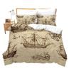 Pirate Duvet Cover Set Queen Sailboat Comforter Set Nautical Ocean Bedding Set Cool Style Quilt Cover Wave Print Decor Bedspread