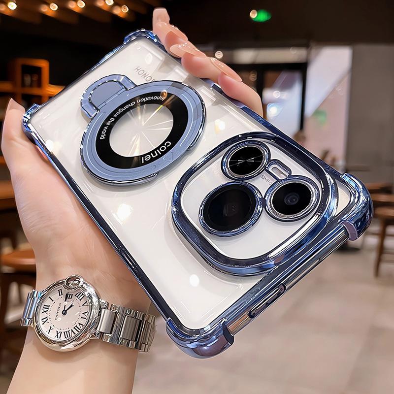 Magnetic suction belt bracket is suitable for Honor power mobile phone case new anti-drop airbag power series high-end transparent