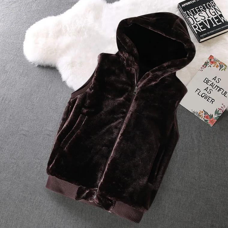 

Мужской осенний плюшевый повседневный теплый жилет большого размера, утолщенная однотонная куртка без рукавов XS