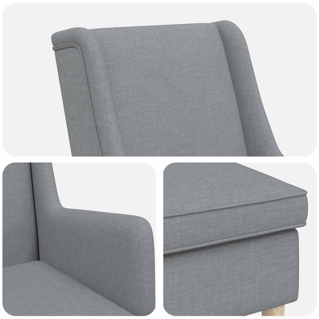 Armchair with Ottoman 2 pcs. Light Gray Fabric