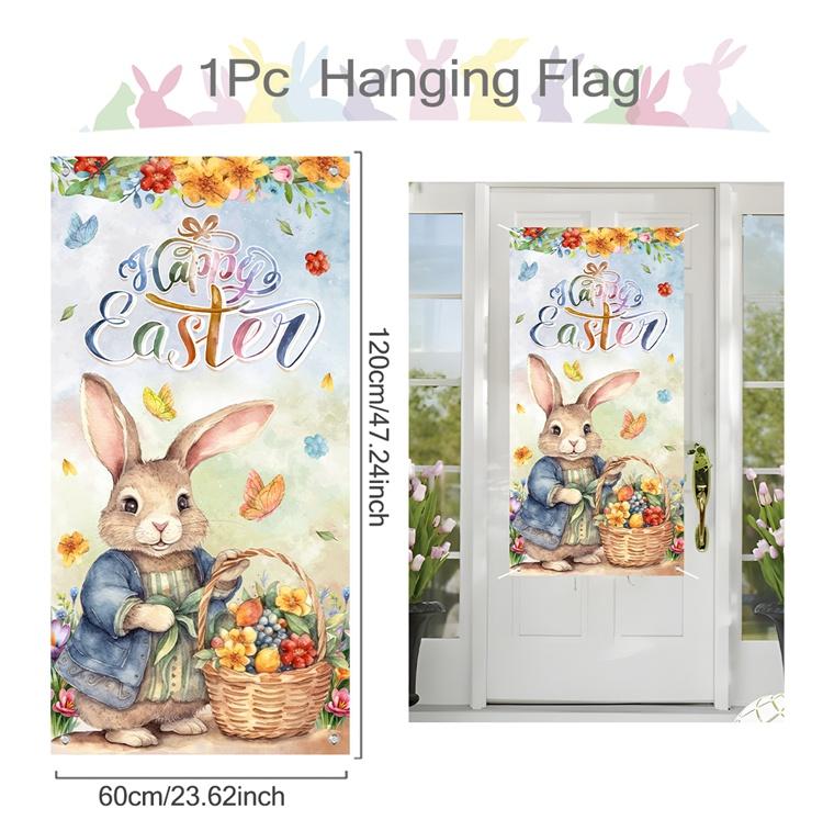 Veselé Velikonoce Dekor Závěsná Vlajka Velikonoční Dekorace 2024 pro Domov Zajíček Vejce Mrkev Veranda Dveře 2024 Jarní Oslava Králičí Dárek