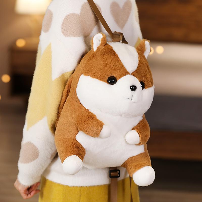 Plüschtiere Rucksäcke Kinder Stofftier Rucksack Hund Schwein Shiba Inu Plüsch Schultasche