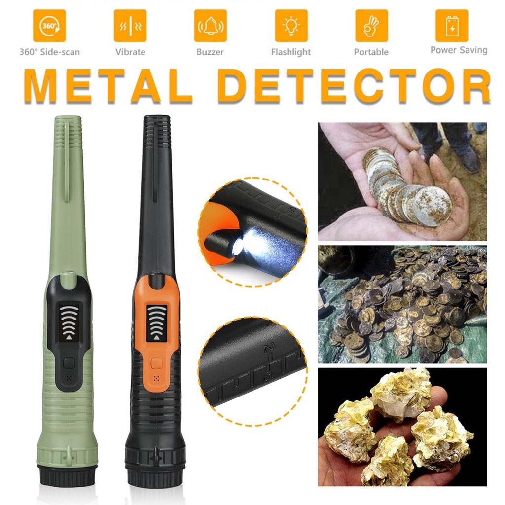 Handheld Metal Detector Portable 360 Positioning Rod Detector Waterproof Pinpoint Sound Vibrate Alarm 10 kHz 30m 9V