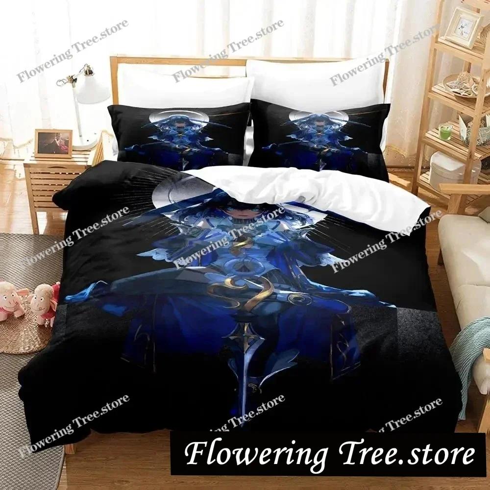 3D Print Anime Ouro Kronii Bedding Set Duvet Cover Bed Set Quilt Cover Pillowcase Comforter king Queen Size Boys Adult