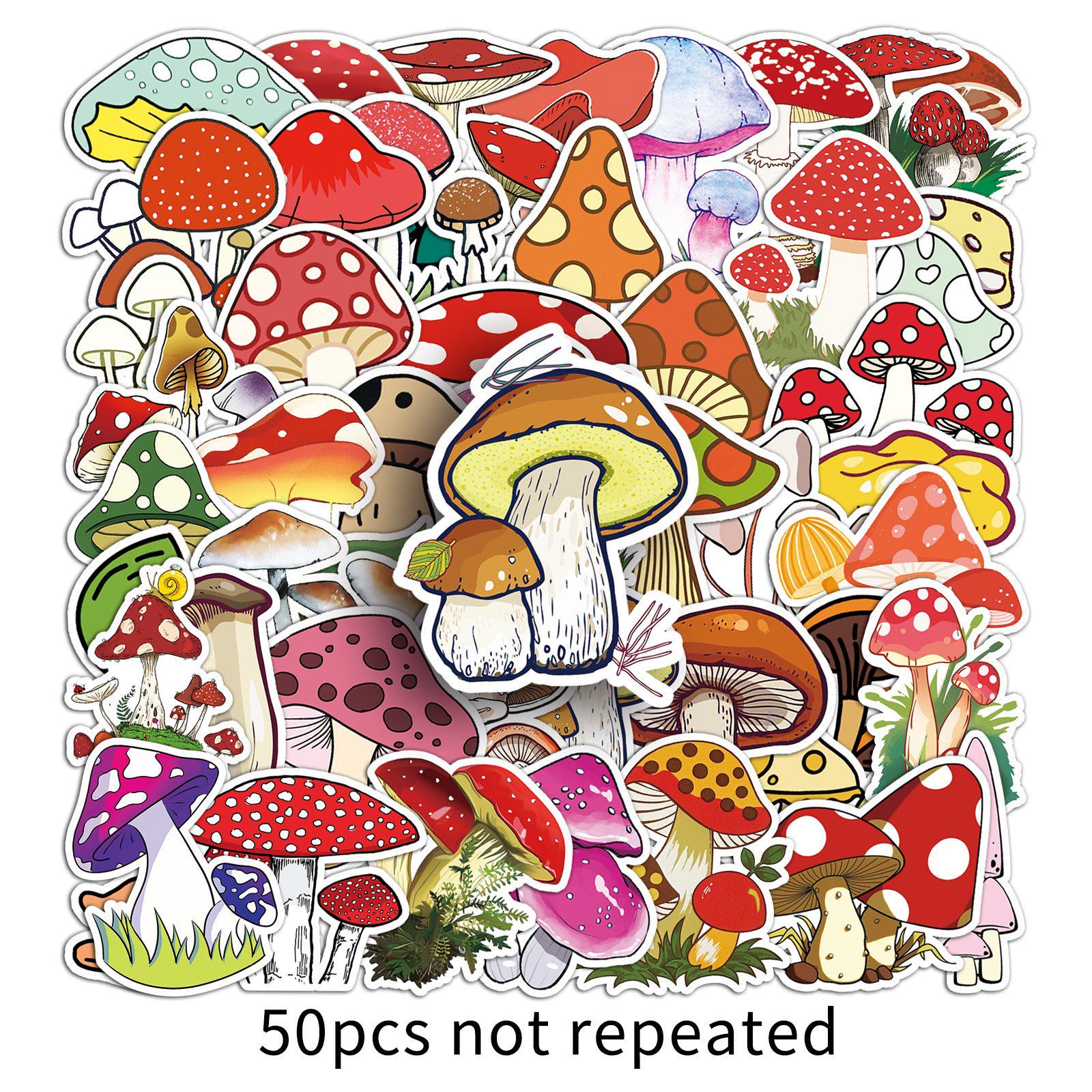 50-Piece Set: Unique Mushroom Graffiti Cartoon Plant Stickers for DIY Skateboards and Luggage