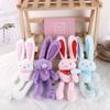 Pulling Rabbit Keyring Plush Rabbit Keychain Stuffed Animal Toys Key Chain Pulling Rabbit Plush Toy