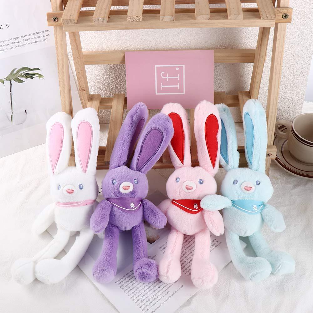 Pulling Rabbit Keyring Plush Rabbit Keychain Stuffed Animal Toys Key Chain Pulling Rabbit Plush Toy