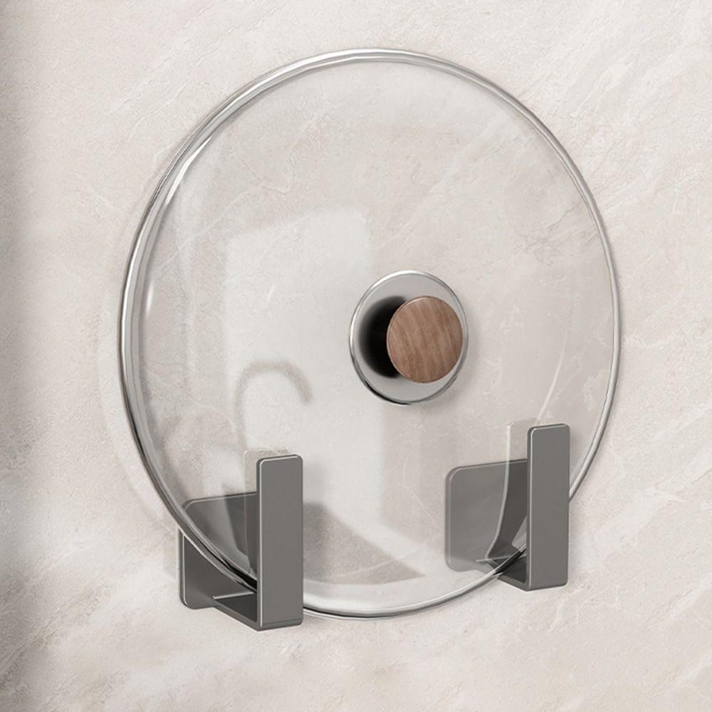 1PC New Punch-Free Lid Holder Multifunctional Carbon Steel Pot Lid Storage Rack Wall Hanging Kitchen Storage Rack for Kitchen