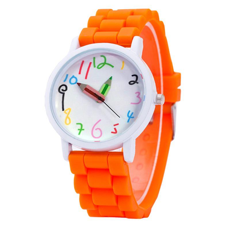 Cartoon Colorful Number Women's Jelly Silicone Strap Quartz Wristwatch