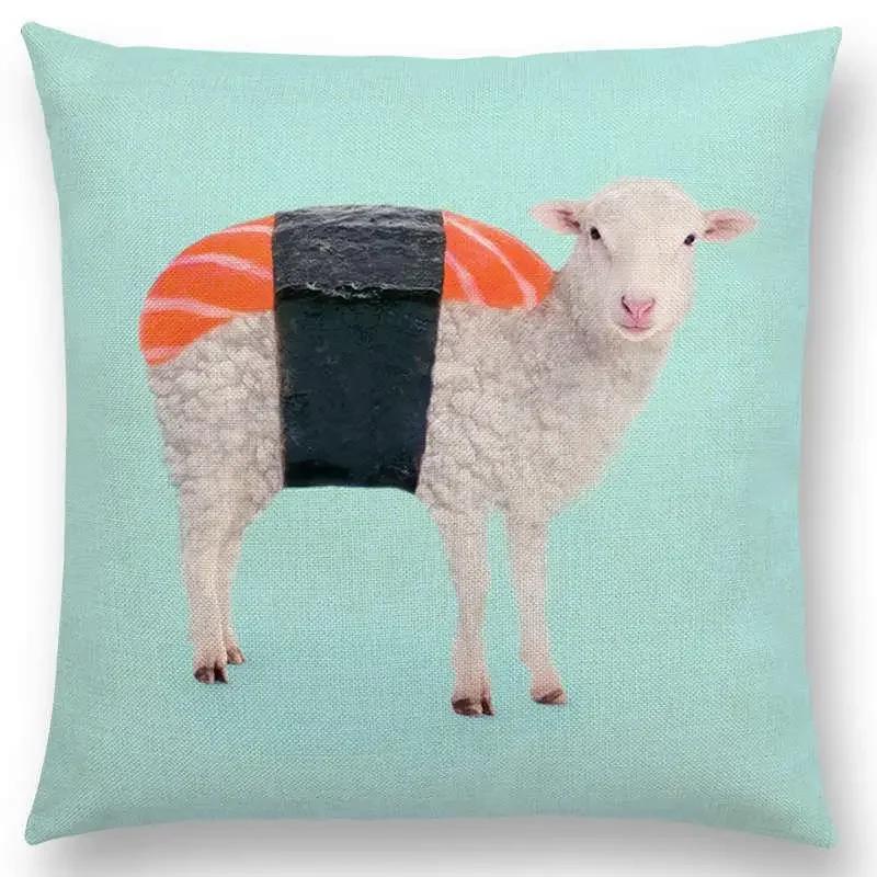 Różowy Sen Kolorowa Fantazja Seksowny Wystrój Poszewka na Poduszkę Sofa Rzutowa Wieloryb Flaming Kot Hamburger Pączek Poszewka na Poduszkę