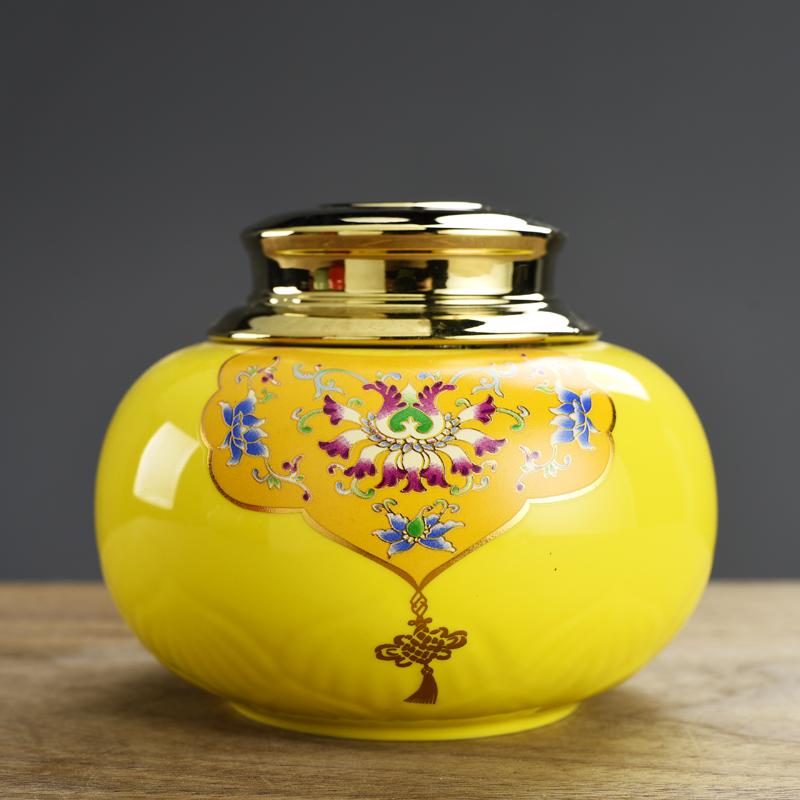 Luxury Court Style Ceramics Tea Caddy Oolong Tieguanyin Containers Travel Tea Container Coffee Powder Sealed Storage Tank