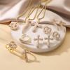 HECHENG,Luxury Exquisite Pearl Cross Small Flower Pepper Ladies Jewellery Ring Earrings Necklace Collection Jewellery Style