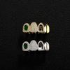 Fashion Personalized Punk Silver/Gold Plated CZ Iced Out Gold Dental Grillz Unisex Everyday Wear for Party
