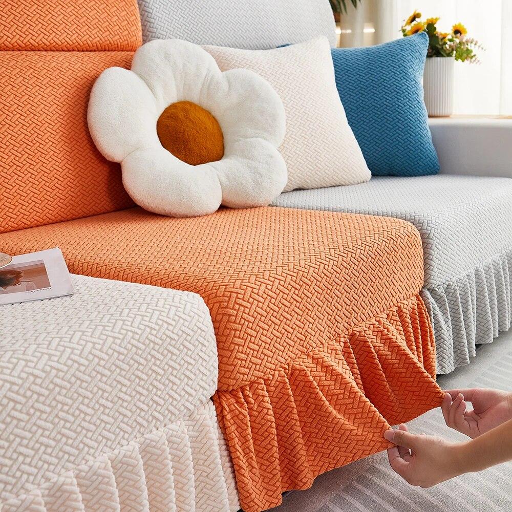 Jacquard Sofa Seat Cushion Cover Elastic Adjustable Skirted Slipcover Sofa Cover Sofa Slipcover Furniture Protector for Pets Kid