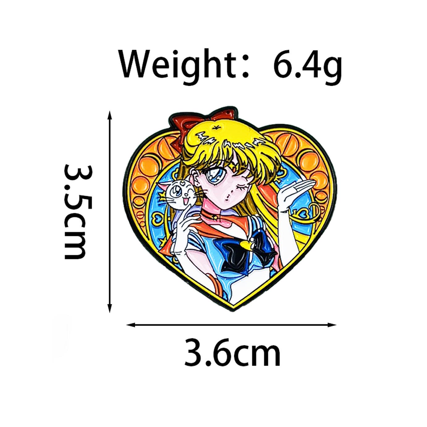 Sailor Moon Water Moon Cartoon Brooch: Creative Heart Metal Badge for Backpack & Clothes.