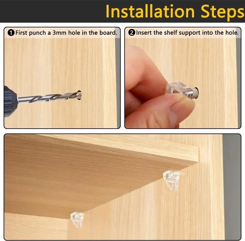 20/10Pcs Studs Pegs Shelf Laminate Support Wardrobe Cupboard Wooden Furniture Glass Plate Transparent Bracket Holder Supplies