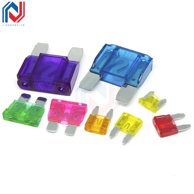 10Pcs/Lot Inser Auto Car Fuse 1A 2A 3A 5A 7.5A 10A 15A 20A 25A 30A 35A 40A ZINC Pins Mini Small Medium Big Size Fuse Holders1