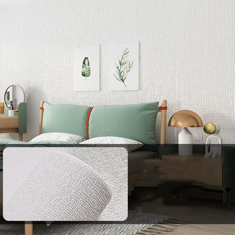 10 Meters / Roll 3D Self-adhesive Thicken Waterproof Wallpaper Linen Textured Pure Color Home Decorative Refurbished Sticker