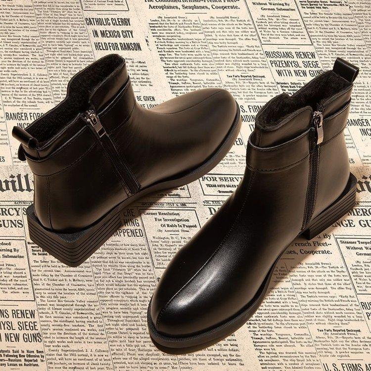 New Women'S Chunky Heel Ankle Boots - Side Zipper & Belt Buckle Slim Fit Fashion Boots, Versatile Fall/Winter Booties