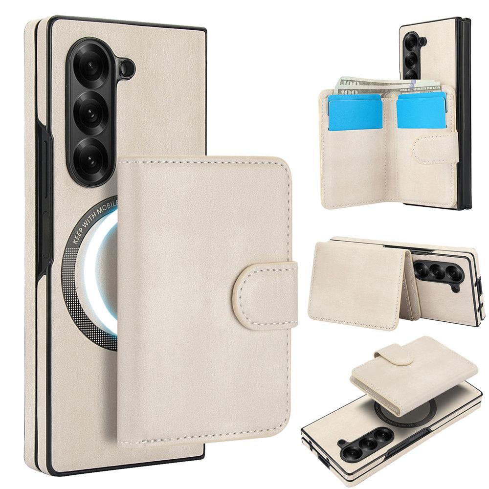 Dla Magsafe Ładowanie 2 w 1 Odpinane Skórzane Etui Portfelowe Dla Samsung Galaxy Z Fold 6 Fold 5 Fold 4 3 Magnetyczne Etui na Telefon na Karty