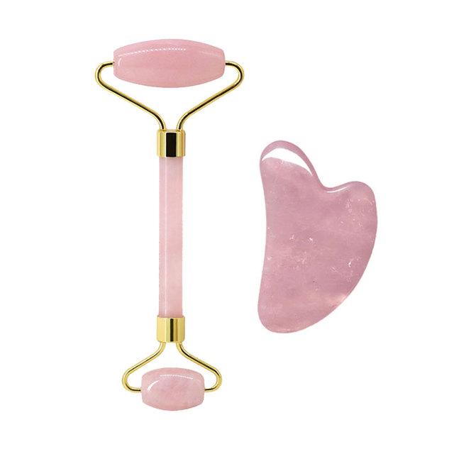 Face Jade Roller Rose Quartz Gua Sha Massage Board Facial Lifting Anti Wrinkle Beauty Skin Care Gouache Scraper Stone Massager
