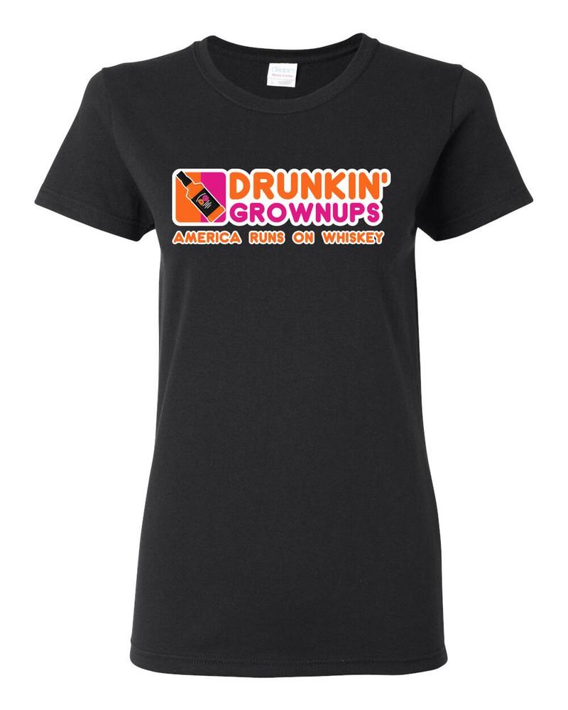 Drunkin Grownups America Runs On Whiskey Women Graphic Shirt Unisex T-Shirt XXL
