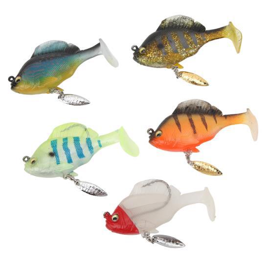 5pcs Soft Fishing Lures for Bass 18g 8cm Paddle Tail Swimbaits with Spinner Artificial Fishing Bait Lifelike Fishing Lures Kit 