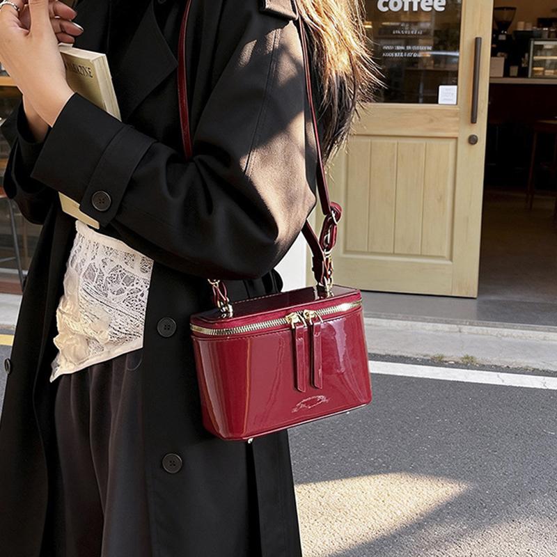 Yogodlns Korean Fashion Square Box Handbag Women's Mini Crossbody Bag Simple Urban Style PU Material Small Square Bag