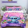 3Pcs Stitch'S Magical Flowers Bedding Set Quilt Cover Pillowcase Home Christmas Xmas Halloween Gift 1 Duvet Cover 2 Pillowcase Em92416