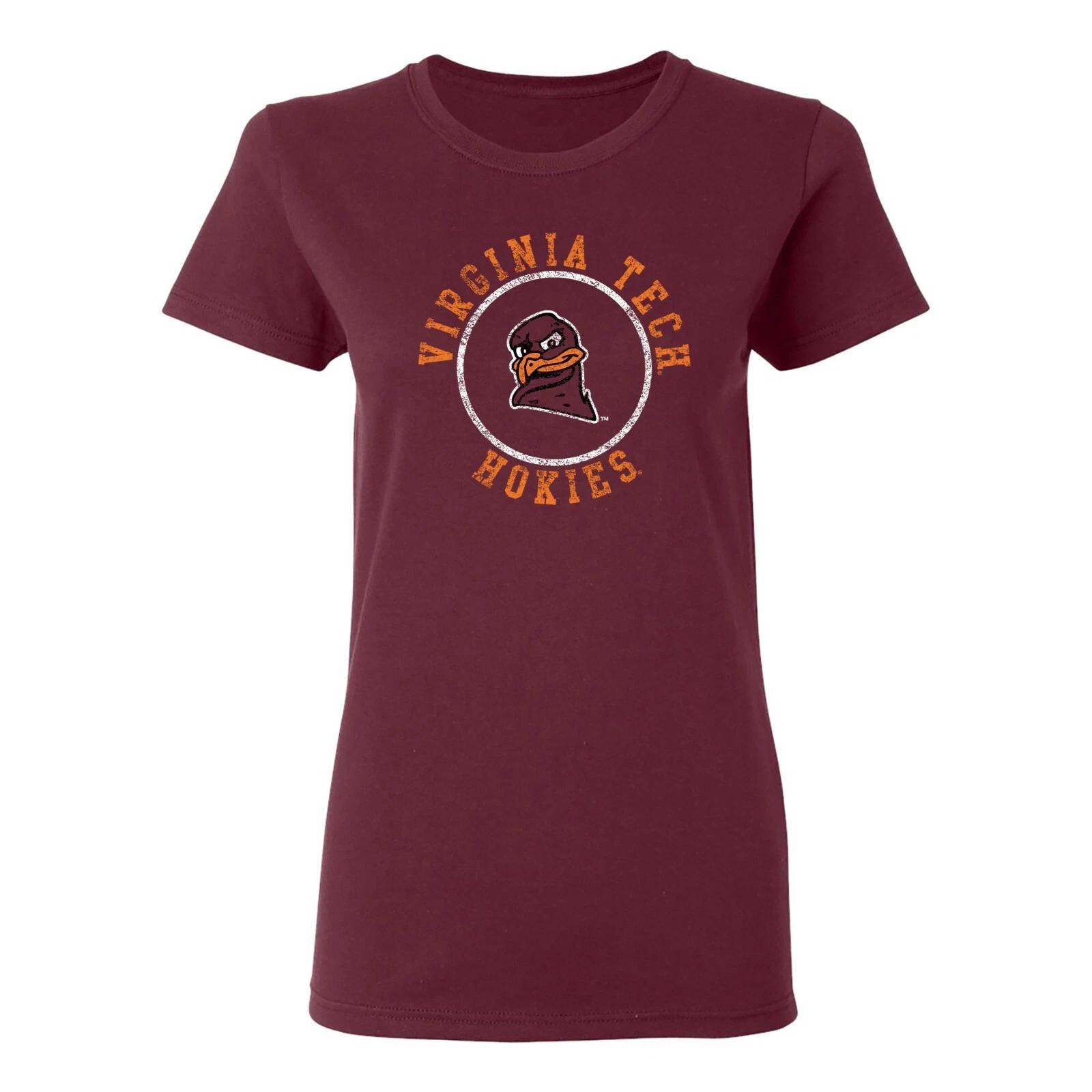 Virginia Tech Distressed Circle Logo Womens T-Shirt - Maroon 3XL