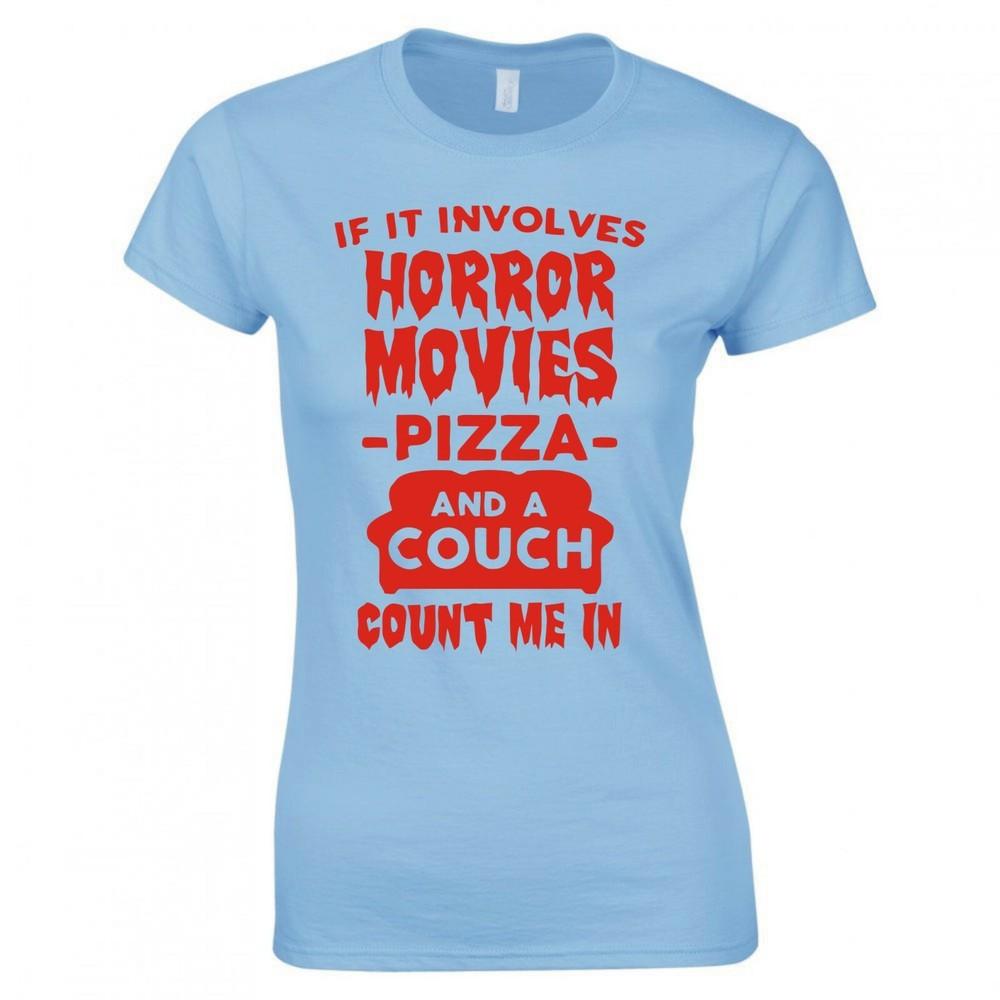 Movie If It Involves Horror MoviesPizzaCouch Count Me In Skinny Fit TShirt S