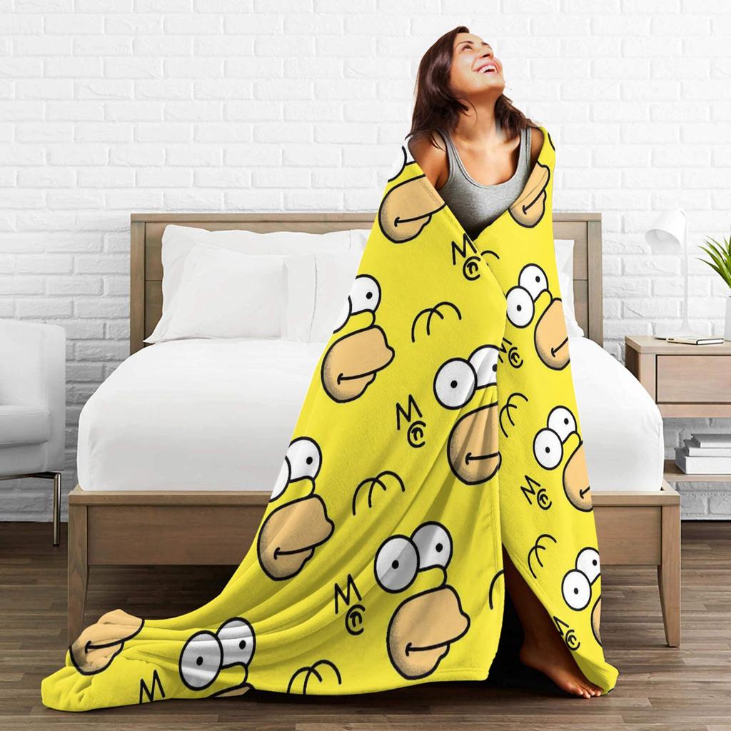 Homer The S-Simpsons Knitted Blanket Flannel Throw Blankets Airplane Travel Decoration Ultra-Soft Warm Bedsprea,