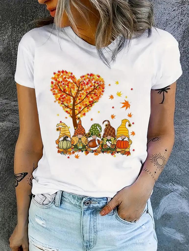 Women's Relaxed Fit White T-Shirt with Eye-Catching Print Artwork