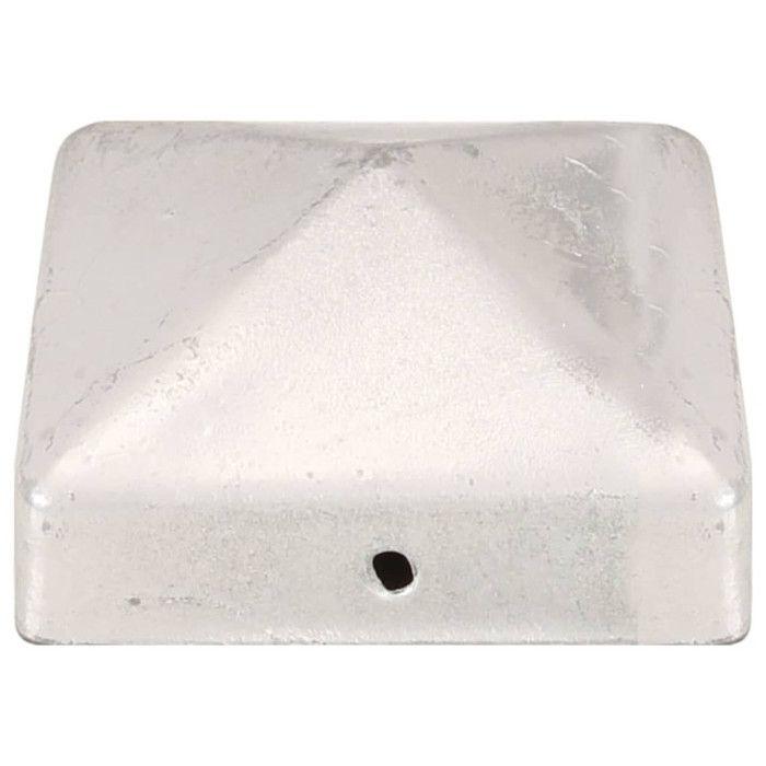 VidaXL Bouchons de poteau de clôture 6 pcs Métal galvanisé 71x71 mm