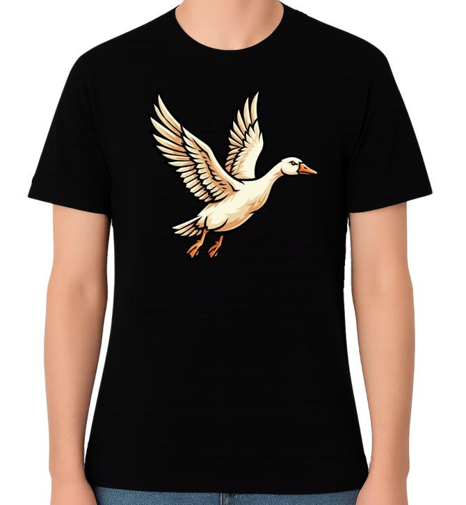 Flying Goose Bird Illustration Unisex Graphic T-Shirt Nature Animal Tee M