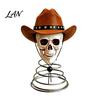 Halloween Tree Topper Gothic Skull with Cowboy Hat, Vintage Western High-end Home Decor Skeleton Ornament for Halloween, Spooky Christmas Top