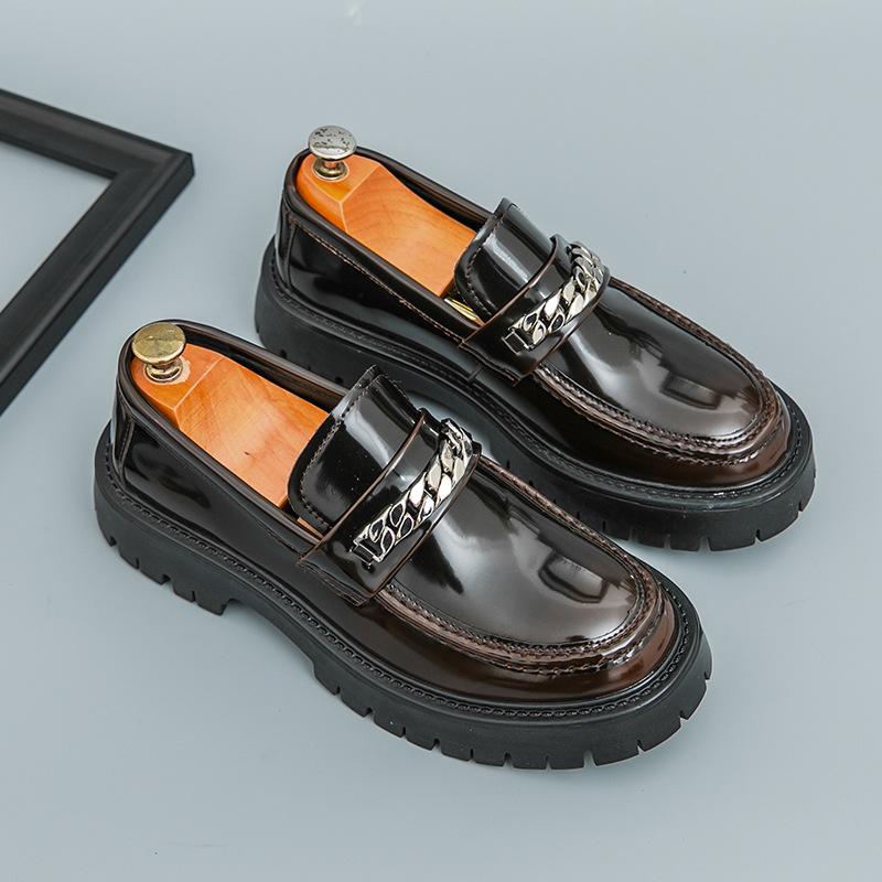22 New Spring Chain Thick-soled Thick-heeled British Casual Leather Shoes 1