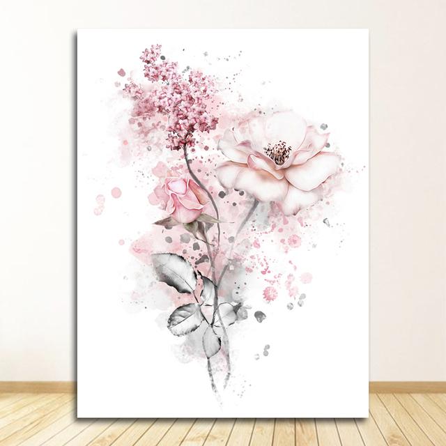 Print Wall Art Pictures Gifts Children Room Home Decor Watercolor Pink Kawaii Girls Poster Nursery Decor Flower Canvas Paintings
