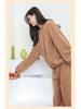 Solid Color Jacquard Cotton Fleece Winter 2023 Unisex Thick Warm Couple Pajamas Set