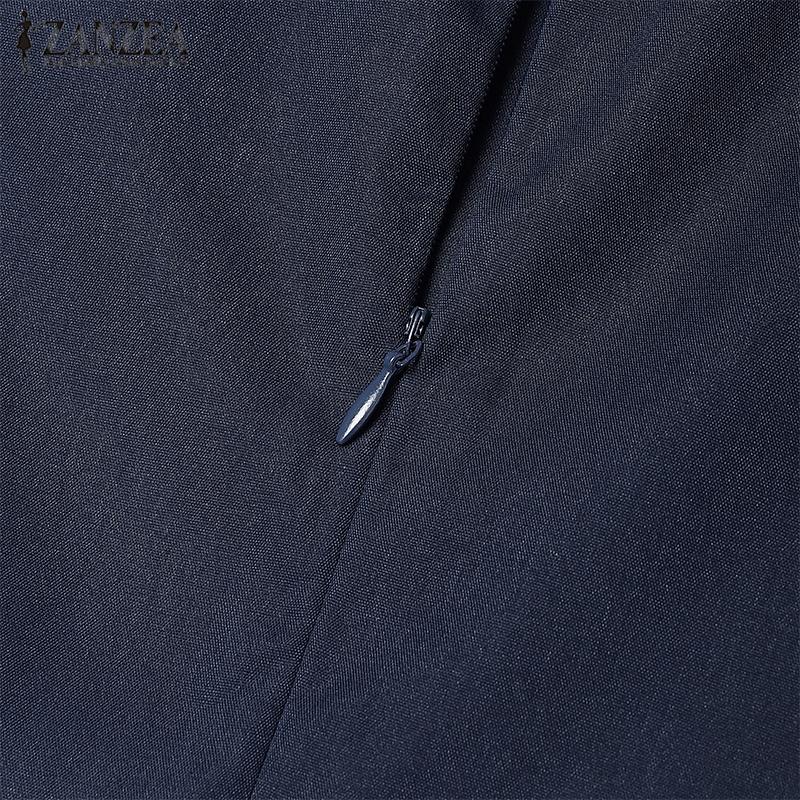 ZANZEA Rochie Casual de Damă cu Funde, Gât în V, Mânecă Scurtă, Patchwork